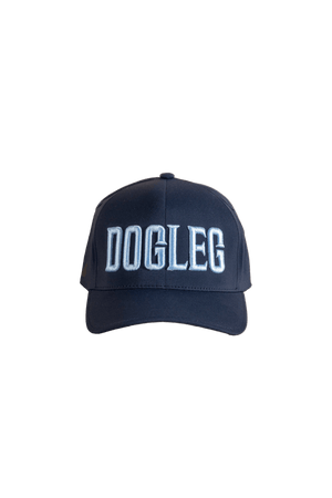 Casquette de golf Dogleg Performance bleue, vue de face — casquette sport golf Suisse
