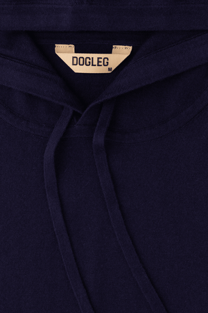 Dogleg Clubhouse Hoodie men navy hood detail cashmere blend premium lightweight hoodie