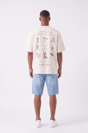 Dogleg Links Tee, porté de dos, illustration links of coast