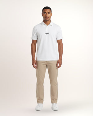 Polo Tailored homme Links Edition, blanc, porté de face