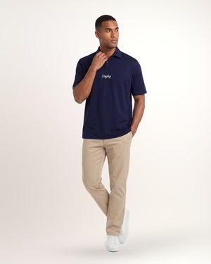 Polo Tailored homme Links Edition, bleu marine, porté de face