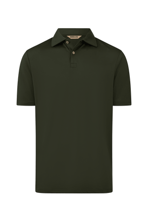Dogleg Tailored Polo men dark green front view breathable tailored fit golf polo