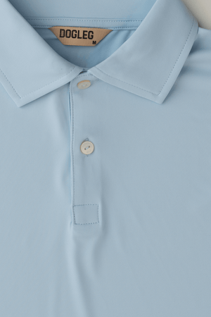 Dogleg Tailored Polo men light blue collar detail breathable tailored fit golf polo