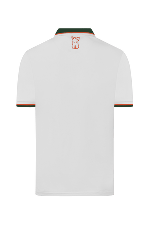Dogleg Tour Polo boys white green back view lightweight breathable golf polo
