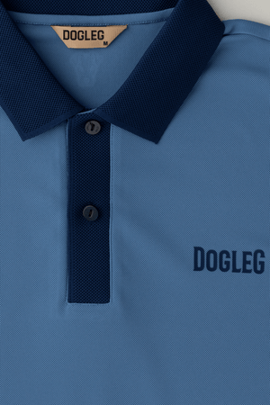 Dogleg Tour Polo men blue navy collar detail breathable lightweight golf polo