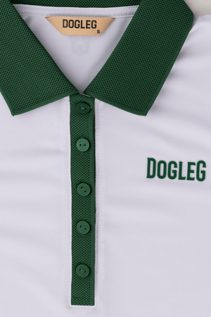 Dogleg Tour Sleeveless Polo women white green collar detail breathable lightweight sleeveless golf polo
