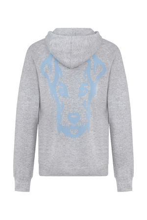 Hoodie en cachemire Dogleg Lady gris, vue de dos — sweat à capuche cachemire, golf Suisse