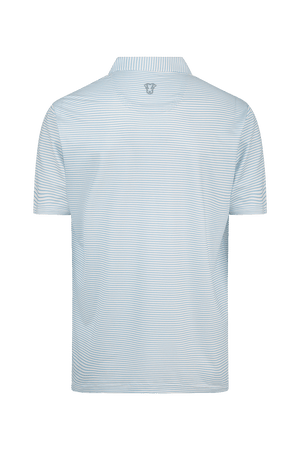 Polo de golf Dogleg Filou rayé bleu pour homme, vue de dos — polo stretch technique, golf Suisse