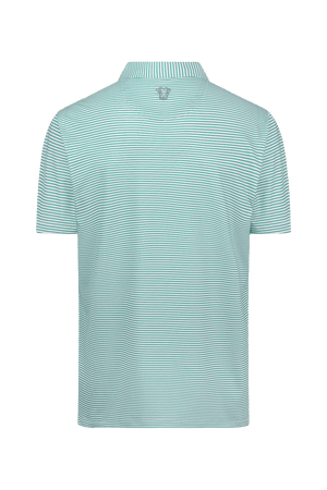 Polo de golf Dogleg Filou rayé vert pour homme, vue de dos — polo stretch technique, golf Suisse