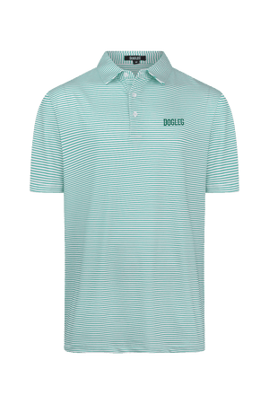 Polo de golf Dogleg Filou rayé vert pour homme, vue de face — polo stretch technique, golf Suisse