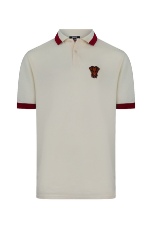 Polo de golf Dogleg Stella crème pour homme, vue de face — polo technique golf Suisse