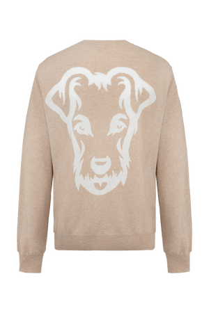 Pull en cachemire Dogleg Lady beige, vue de dos — maille cachemire chaude et raffinée, golf Suisse