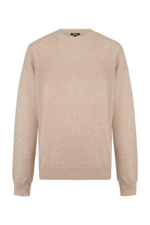 Pull en cachemire Dogleg Lady beige, vue de face — maille cachemire chaude et raffinée, golf Suisse