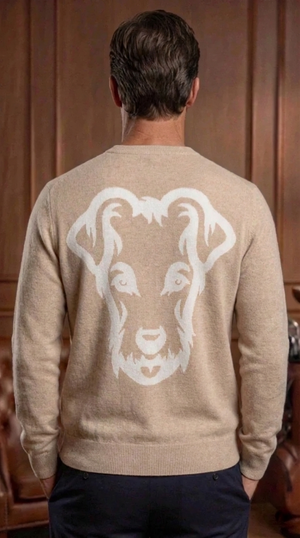 Pull en cachemire Dogleg Lady beige, dos — maille cachemire douce et élégante, golf Suisse