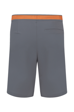 Short de golf Dogleg Work Hard gris pour homme, vue de dos — short technique respirant, golf Suisse