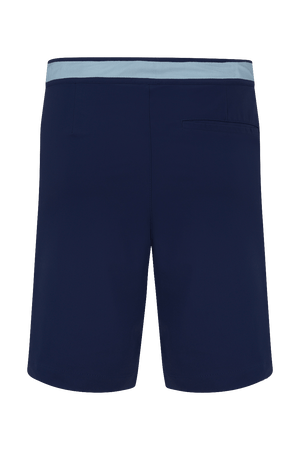 Short de golf Dogleg Work Hard navy pour homme, vue de dos — short technique respirant, golf Suisse