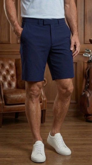 Short de golf Dogleg Stella navy pour homme — short classique élégant, golf Suisse