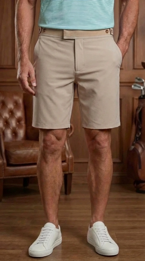 Short de golf Dogleg Work Hard beige pour homme — short technique respirant, golf Suisse
