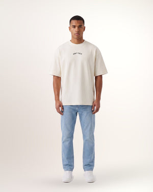 T-shirt Don't Talk homme, crème, porté de face